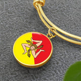 Sicilian Flag With Circle Charm Bangle in Gold - SALE