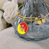 Sicilian Flag With Circle Charm Bangle in Gold - SALE