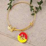 Sicilian Flag With Circle Charm Bangle in Gold - SALE