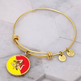 Sicilian Flag With Circle Charm Bangle in Gold - SALE
