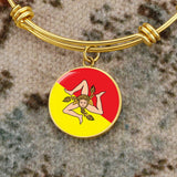 Sicilian Flag With Circle Charm Bangle in Gold - SALE