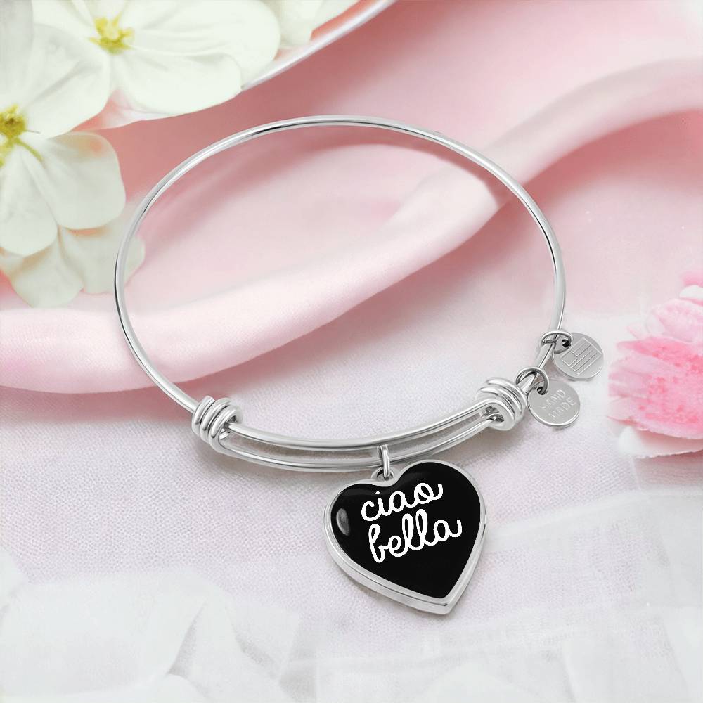 Ciao Bella with Heart Charm Bangle in Black