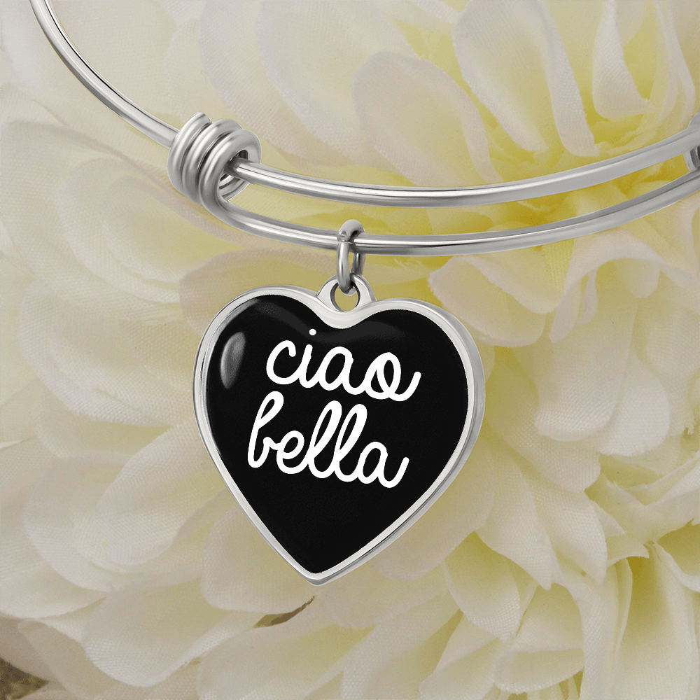Ciao Bella with Heart Charm Bangle in Black
