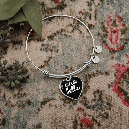 Ciao Bella with Heart Charm Bangle in Black