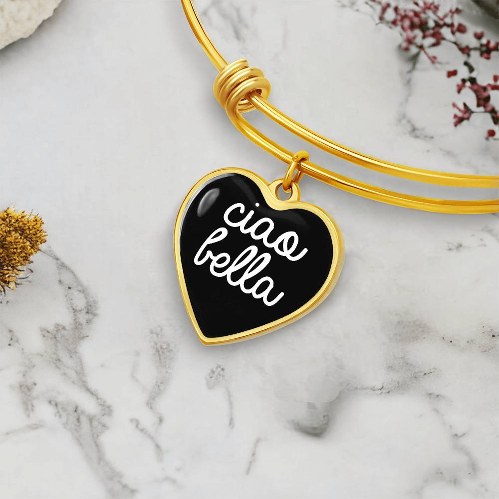Ciao Bella with Heart Charm Bangle in Black
