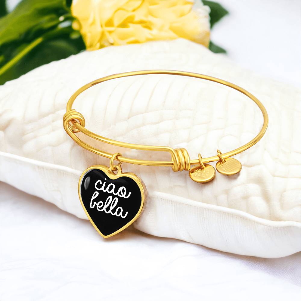 Ciao Bella with Heart Charm Bangle in Black