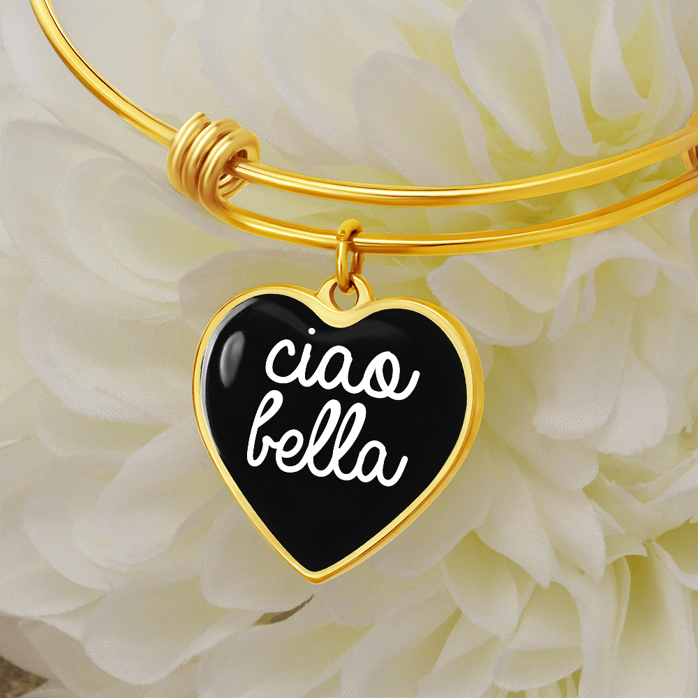 Ciao Bella with Heart Charm Bangle in Black
