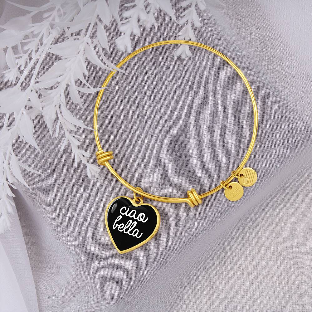 Ciao Bella with Heart Charm Bangle in Black