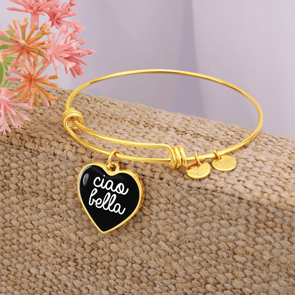 Ciao Bella with Heart Charm Bangle in Black