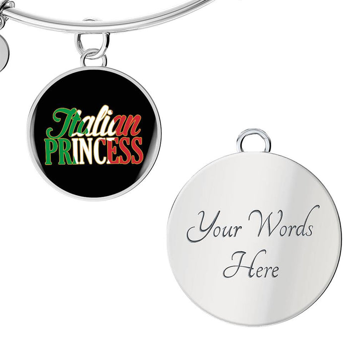 Italian Princess with Circle Charm Bangle in Gold & Stainless Steel