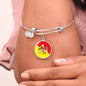 Sicilian Flag With Circle Charm Bangle in Gold & Stainless Steel