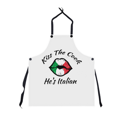 Kiss The Cook He's Italian Apron - White