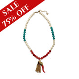 Italy Themed Gold Stone Beaded Necklace (75% OFF)