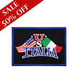 US Italia Flags Iron On Patch (Black) - SALE