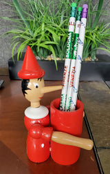 Pinocchio Desktop Pencil Holder – SALE - Kid Gifts Cute Wooden Pinocchio for Children