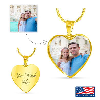 Custom Photo Gold Heart Necklace
