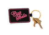 Ciao Bella Keychain - Black with Pink Embroidery