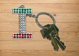 Italian Flag Jeweled Letter "I" Keychain