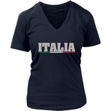 Italian Shirts- Women’s Italy V-Neck T-Shirt Style with Italia Design