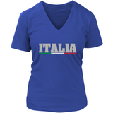 Italian Shirts- Women’s Italy V-Neck T-Shirt Style with Italia Design
