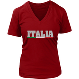 Italian Shirts- Women’s Italy V-Neck T-Shirt Style with Italia Design