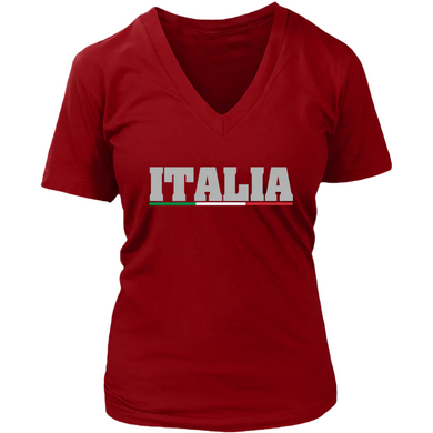 Italian Shirts- Women’s Italy V-Neck T-Shirt Style with Italia Design