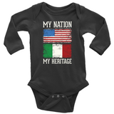 Italian My Nation Long Sleeve Baby Onesie