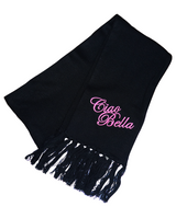 Ciao Bella Black Italian Scarf with Pink Embroidery