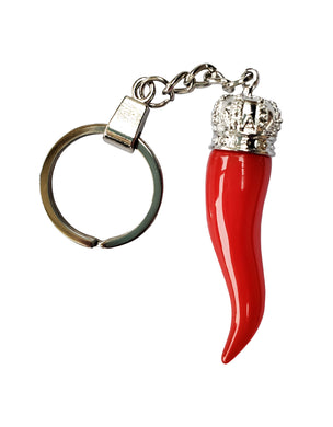 Red Horn Keychain Silver