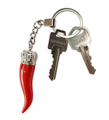 Red Horn Keychain Silver with keys
