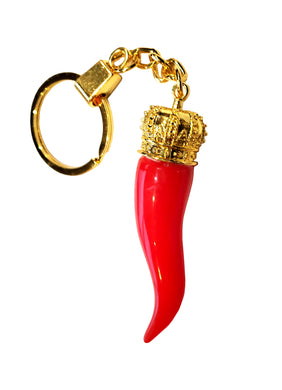 Red Horn Keychain in Gold