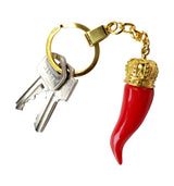 Red Horn Keychain in Gold with Key