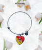 Sicilian Flag with Heart Charm Bangle in Stainless Steel