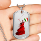 Woman Warrior Dog Tag Pendant with Military Chain in Stainless Steel & Gold option