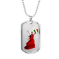 Woman Warrior Dog Tag Pendant with Military Chain in Stainless Steel & Gold option