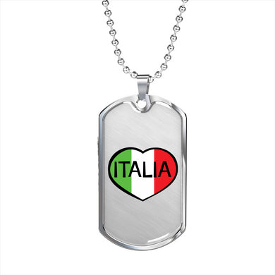 Italia Dog Tag Pendant with Military Chain in Stainless Steel & Gold option
