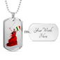 Woman Warrior Dog Tag Pendant with Military Chain in Stainless Steel & Gold option