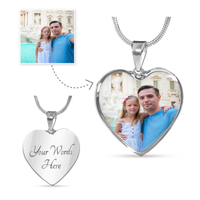 Custom Photo Silver Heart Necklace