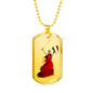 Woman Warrior Dog Tag Pendant with Military Chain in Stainless Steel & Gold option