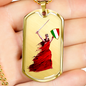 Woman Warrior Dog Tag Pendant with Military Chain in Stainless Steel & Gold option