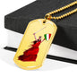 Woman Warrior Dog Tag Pendant with Military Chain in Stainless Steel & Gold option