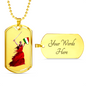 Woman Warrior Dog Tag Pendant with Military Chain in Stainless Steel & Gold option