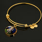 St. Patrick With Circle Charm Bangle in Gold & Stainless Steel