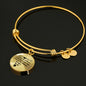 I Will Love You Forever with Transparent Circle Charm Bangle in Gold & Stainless Steel