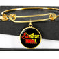 Sicilian Nonna With Black Circle Charm Bangle in Gold & Stainless Steel
