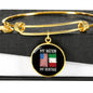 Italian My Nation My Heritage With Circle Charm Bangle in Gold & Stainless Steel
