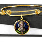 St. Patrick With Circle Charm Bangle in Gold & Stainless Steel