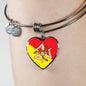 Sicilian Flag with Heart Charm Bangle in Stainless Steel