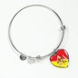 Sicilian Flag with Heart Charm Bangle in Stainless Steel