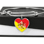 Sicilian Flag with Heart Charm Bangle in Stainless Steel